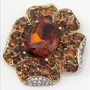 Vintage Kenneth Lane Glass Rhinestone Flower Pin
